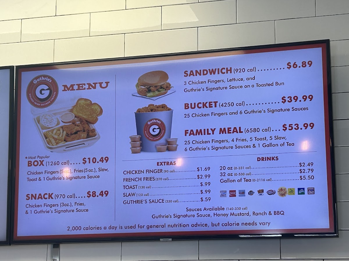 Guthrie's Menu - Image 1